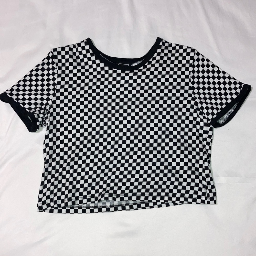 Checkered print Cropped Tee